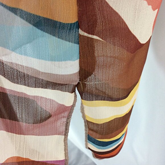 Democracy Open Duster Cardigan Size Small / Medium Ruffle Sleeve Sheer Overlay - Picture 9 of 11